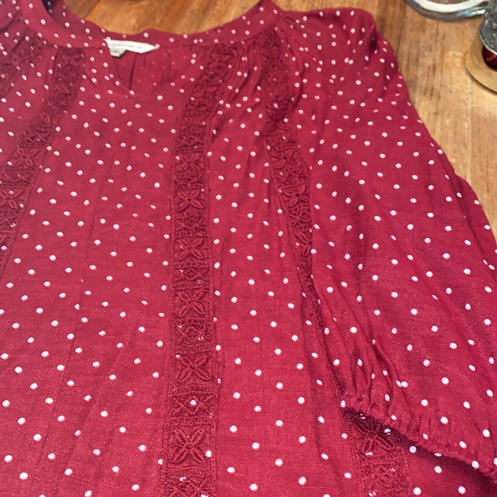Counterparts extra large cherry red with white dots blouse - Picture 3 of 8